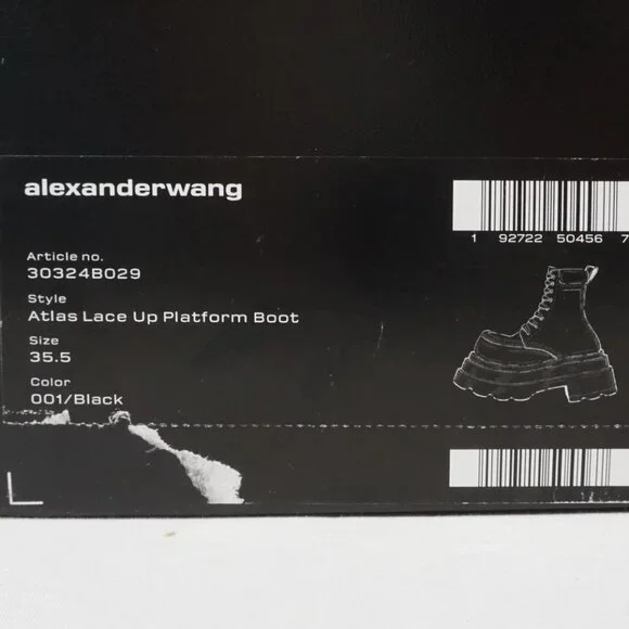 Alexander Wang Atlas Leather Lace-Up Platform Combat Rugged Boots in Black - Picture 14 of 16
